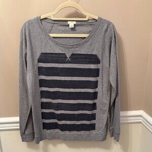 J. CREW Long Sleeve Pullover Tee-Shirt Size M in color Gray Stripe